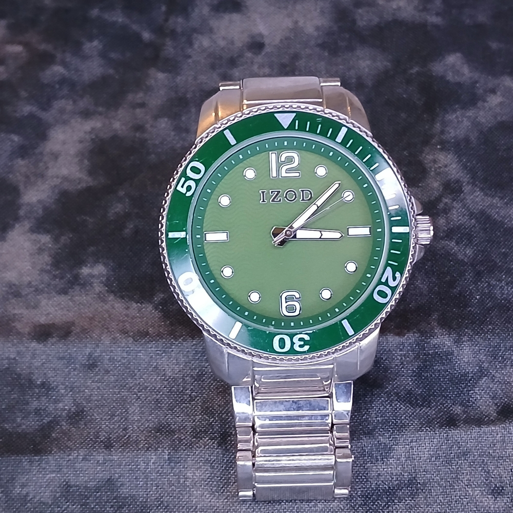 Izod Green and Silver Men's Watch